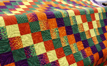 Photo of quilt top with Banana Swirls Pantograph