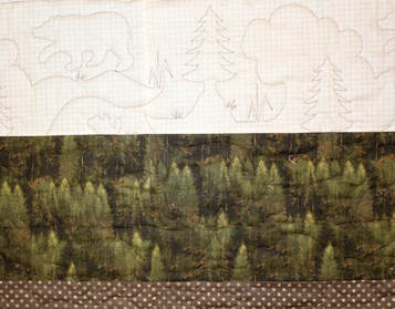 Picture of Bear Moose and Pines Pantograph on woods theme quilt