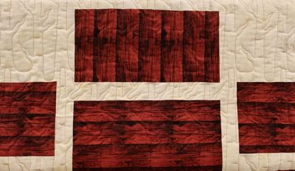 Picture of Winter Forest on Wood Plank Quilt with Grunge Background Fabric