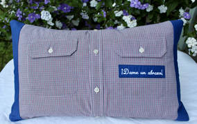 Picture down pillow cover made from dress shirt